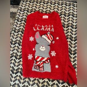 girls justice fuzzy glitter lama sweater